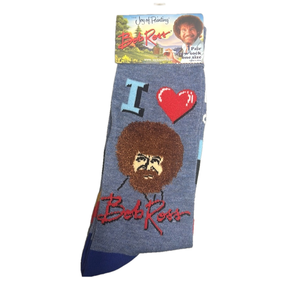 Bob Ross The Joy Of Painting Fuzzy Hair Novelty Socks NWT
